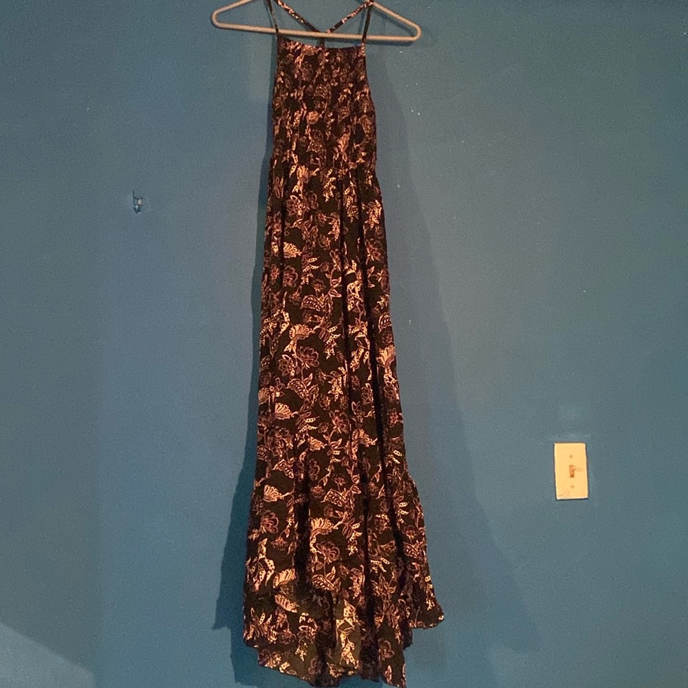 Black and purple floral Free People maxi dress. New with tags. Small.